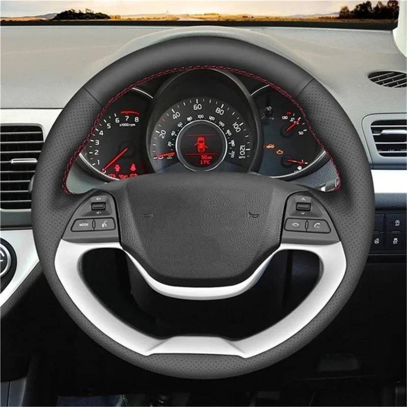 Auto-Lenkradabdeckung Für Kia Für Morgen 2011 2012 2013 2014 2015 2016 Für Picanto 2012-2015 Mikrofaser Leder Auto Lenkrad Abdeckung Griff Abdeckung Innen Auto Zubehör Lenkradschutz(Gray Thread) von LONPEXDT