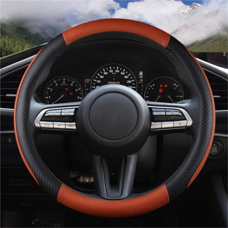 Auto-Lenkradabdeckung Für Mazda 3 Für Axela 2019 2020 2021 Für CX-30 2020 2021 Für MX-30 Für CX-5 Für CX-50 2021 Auto Zubehör PU Leder Auto Lenkrad Abdeckung Lenkradschutz(Coffee) von LONPEXDT