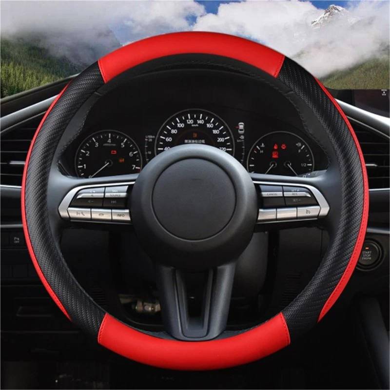 Auto-Lenkradabdeckung Für Mazda 3 Für Axela 2019 2020 2021 Für CX-30 2020 2021 Für MX-30 Für CX-5 Für CX-50 2021 Auto Zubehör PU Leder Auto Lenkrad Abdeckung Lenkradschutz(Rot) von LONPEXDT