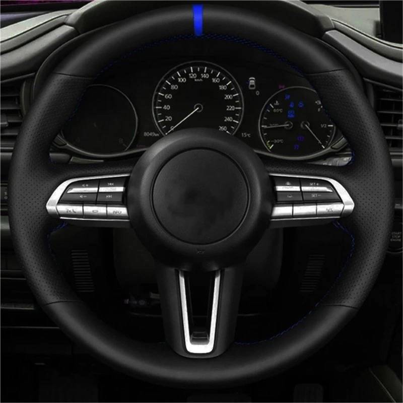Auto-Lenkradabdeckung Für Mazda 3 Für Axela 2019 2020 Für CX-30 2020 Für MX-30 2020 Auto Lenkrad Abdeckung Lenkradschutz(Light Blue Thread) von LONPEXDT
