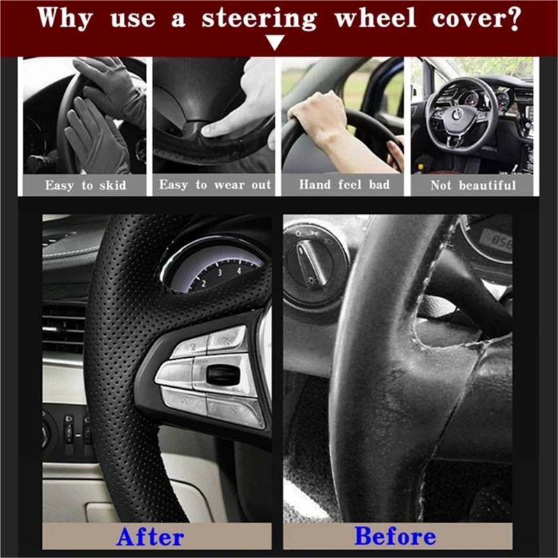 Auto-Lenkradabdeckung Für Mazda Für MX-5 Für MX5 2016 2017 2018 2019 2020 Schwarz Künstliche Leder Auto Nicht-Slip Lenkrad Abdeckung Lenkradschutz(Red Thread) von LONPEXDT