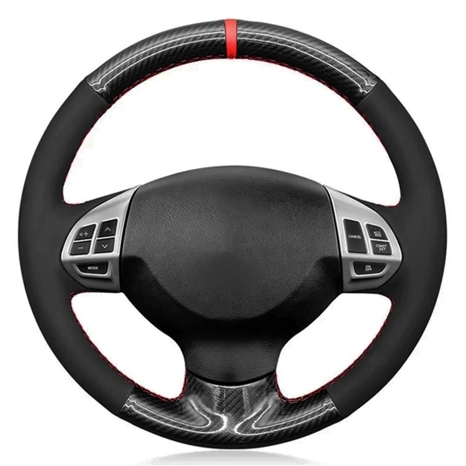 Auto-Lenkradabdeckung Für Mitsubishi Für Lancer X 10 2007 2008-2015 Für Outlander 2006-2013 Für ASX 2010-2013 Auto-Lenkradabdeckung Aus Schwarzem Carbonfaser-Wildleder Lenkradschutz(Blue Thread) von LONPEXDT