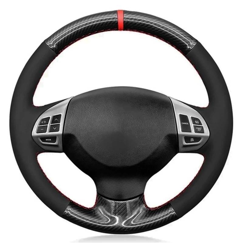 Auto-Lenkradabdeckung Für Mitsubishi Für Lancer X 10 2007 2008-2015 Für Outlander 2006-2013 Für ASX 2010-2013 Auto-Lenkradabdeckung Aus Schwarzem Carbonfaser-Wildleder Lenkradschutz(Blue Thread) von LONPEXDT
