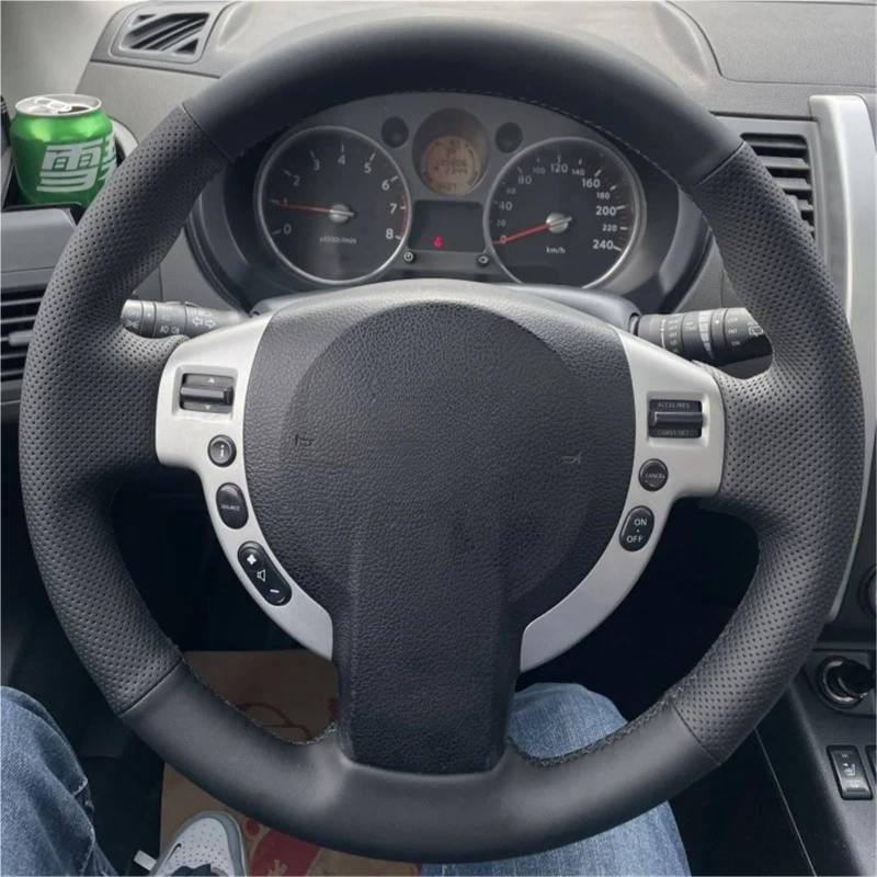 Auto-Lenkradabdeckung Für Nissan Für Qashqai Für J10 Für X-Trail Für NV200 2008 2009 2010 2011 2012 Lenkrad Abdeckung Auto Griff Abdeckung Innen Auto Zubehör Lenkradschutz(Light Blue Thread) von LONPEXDT