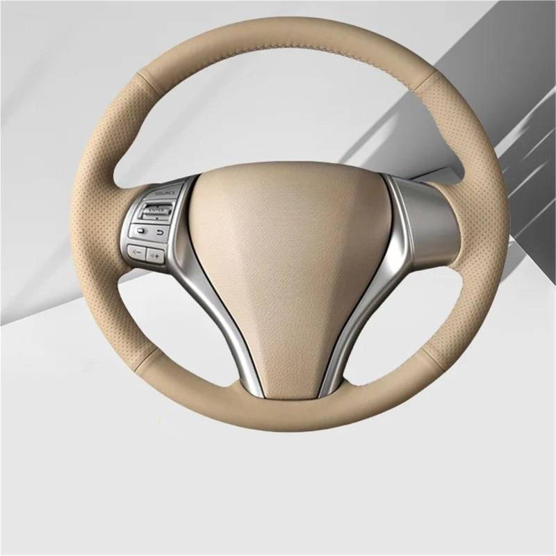 Auto-Lenkradabdeckung Für Nissan Für Teana Für Altima 2013 2014 2015 2016-2018 Für X-Trail Für Qashqai Für Rogue 2014-2017 Auto Lenkradabdeckung Rutschfestes Beige Leder Lenkradschutz(Gray Thread) von LONPEXDT