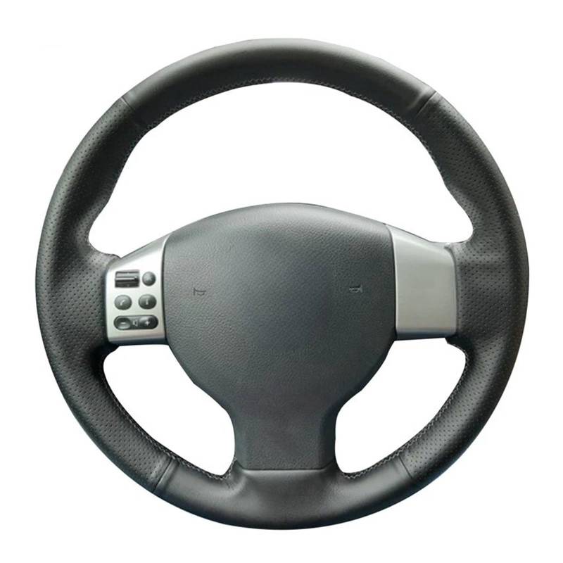 Auto-Lenkradabdeckung Für Nissan Für Tiida 2004 2005 2006 2007 2008-2010 Für Sylphy 2006-2011 Für Versa 2007-2011 Handgenähte Schwarze Kunstleder-Autolenkradabdeckungen Lenkradschutz(Red Thread) von LONPEXDT