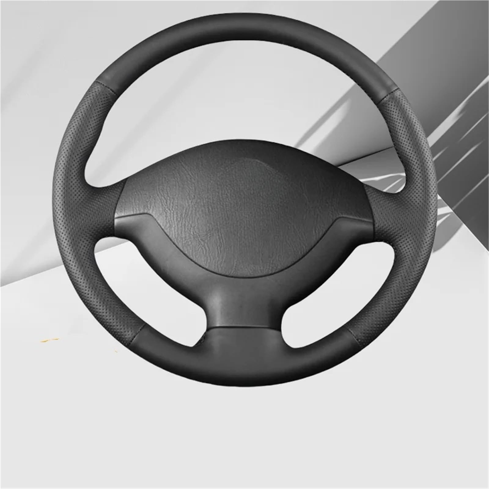 Auto-Lenkradabdeckung Für Suzuki Für Jimny 2007 2008 2009 2010 2011 2012 Auto Lenkrad Abdeckung Nicht Slip Perforiertes Leder Hand-genäht Auto Zubehör Lenkradschutz(Black Thread) von LONPEXDT