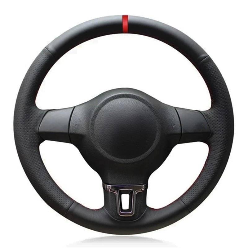 Auto-Lenkradabdeckung Für VW Für Golf 6 Für Mk6 Für Polo Für MK5 2010 2011 2012 2013 Handgenähte Weiche Schwarz Künstliche Leder Auto Lenkrad Abdeckung Lenkradschutz(Red Blue Thread) von LONPEXDT