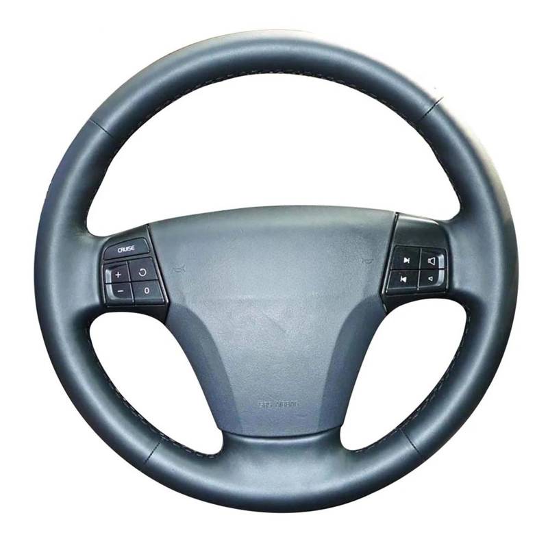 Auto-Lenkradabdeckung Für Volvo Für S40 2004 2005 2006 2007 2008 2009 2010 2011 2012 Handgenähte Schwarze Leder-Lenkradabdeckung Lenkradschutz(Blue Thread) von LONPEXDT