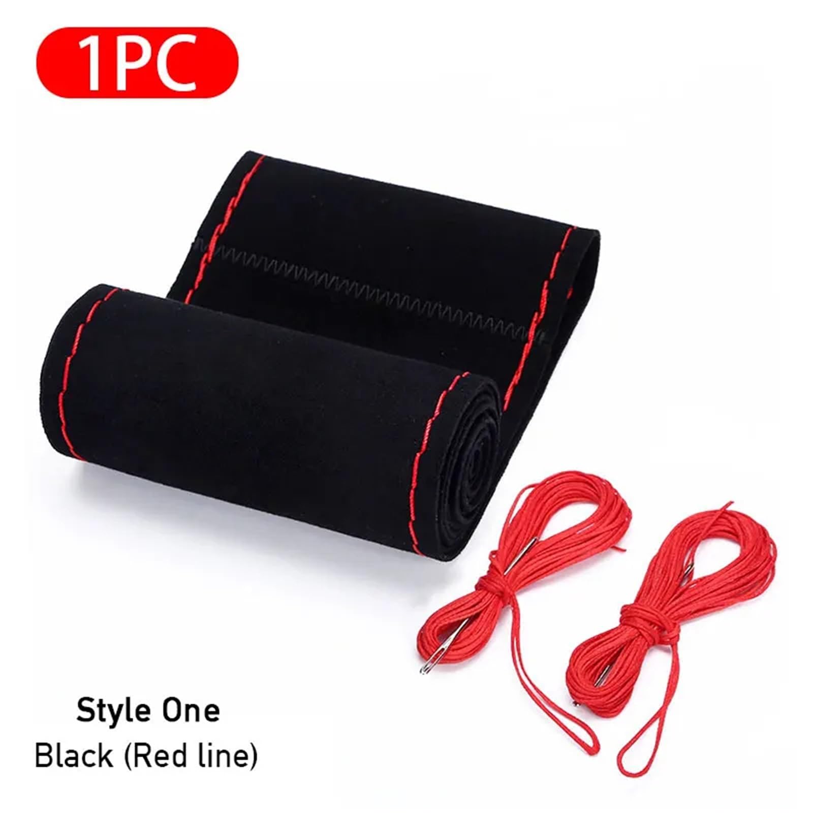 Auto-Lenkradabdeckung Pelz-Lenkrad-Abdeckung Universal-Auto-Lenkrad-Geflecht-Abdeckung Mit Nadeln Und Faden Rutschfester Innenschutz Lenkradschutz(Style 1-Red Thread) von LONPEXDT