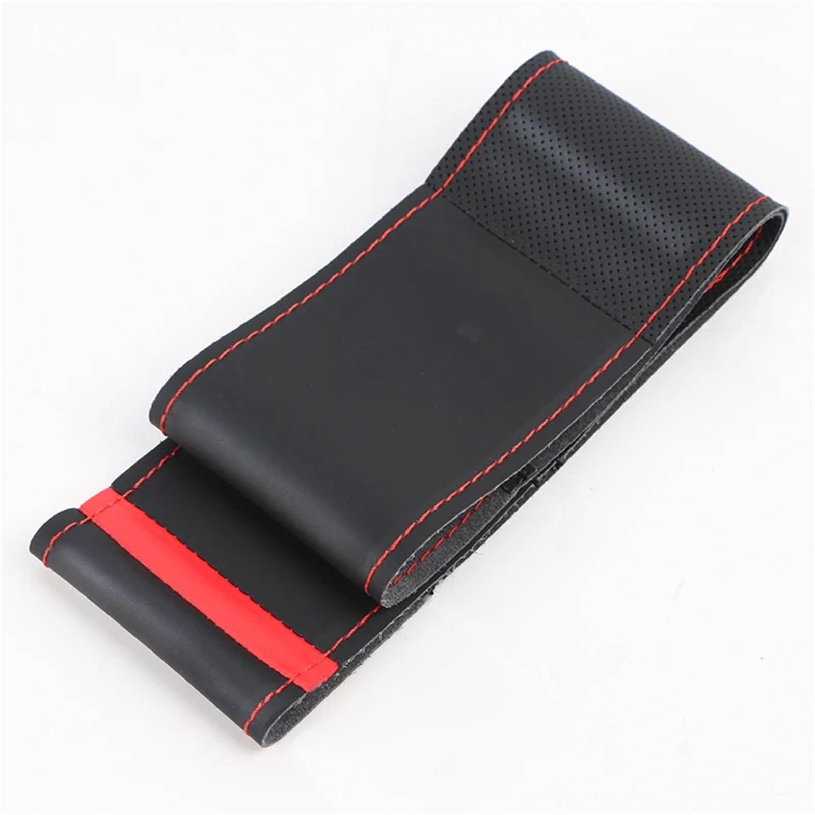 Auto-Lenkradabdeckung Universal 38cm Auto Lenkrad Abdeckung Stich Auf Wrap Auto Zubehör Leder Abdeckung Für Lenkrad Lenkradschutz(Red Thread) von LONPEXDT