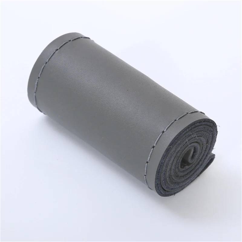 Auto-Lenkradabdeckung Universal-Leder-Auto-Lenkrad-Stich Auf Wrap-Abdeckung Passend Für 38 cm 14 cm Atmungsaktiv Und rutschfest Schwarz Grau Beige Lenkradschutz(Gray line) von LONPEXDT