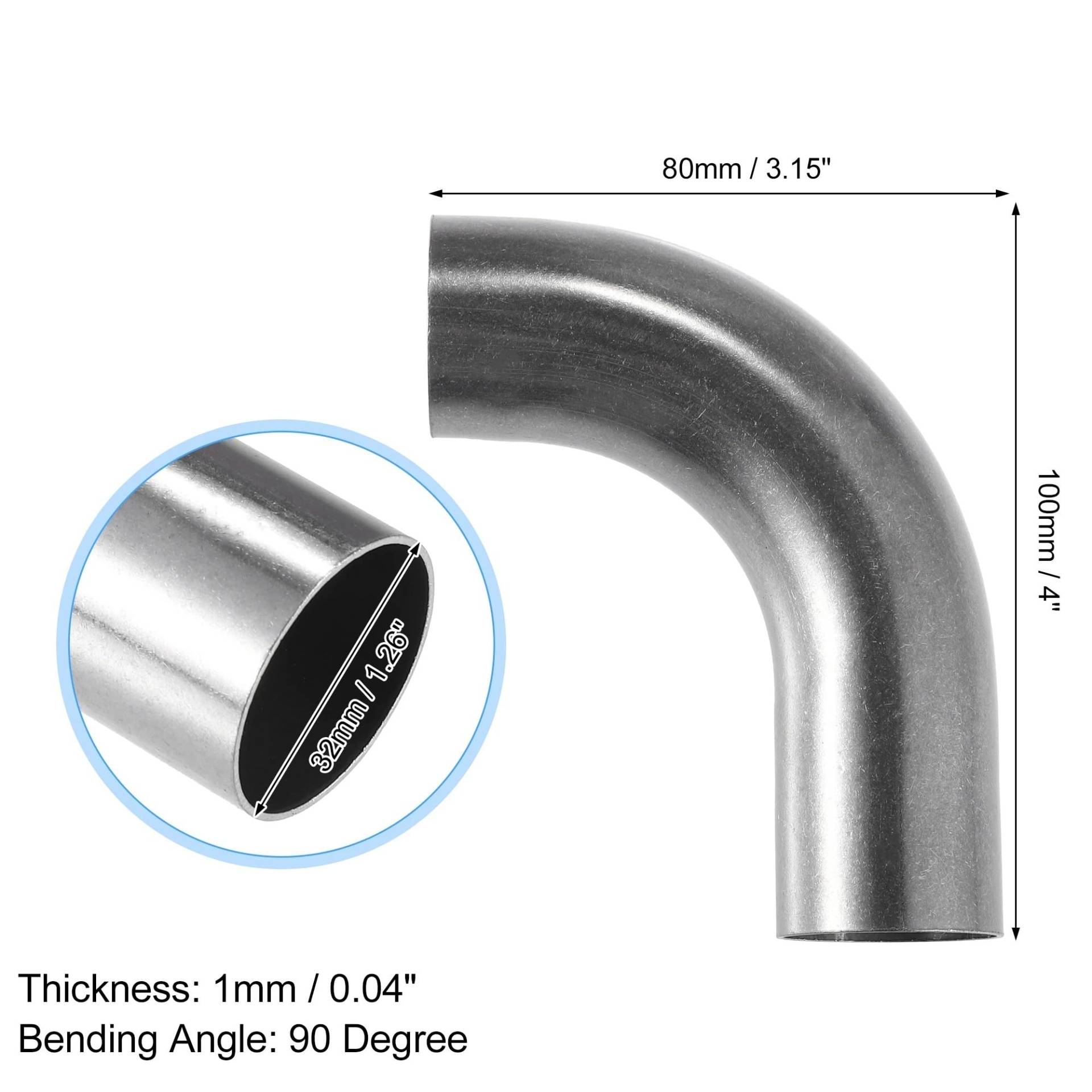 Luftschlauch Lufteinlassschlauch 19mm 25mm 32mm 38mm 63mm 90° Biegung Winkelrohr Rohr DIY Auspuffrohr Luftansaugrohr Für Auto 304 Edelstahl Ansaugrohr(32mmOD 100mm 80mm) von LONPEXDT