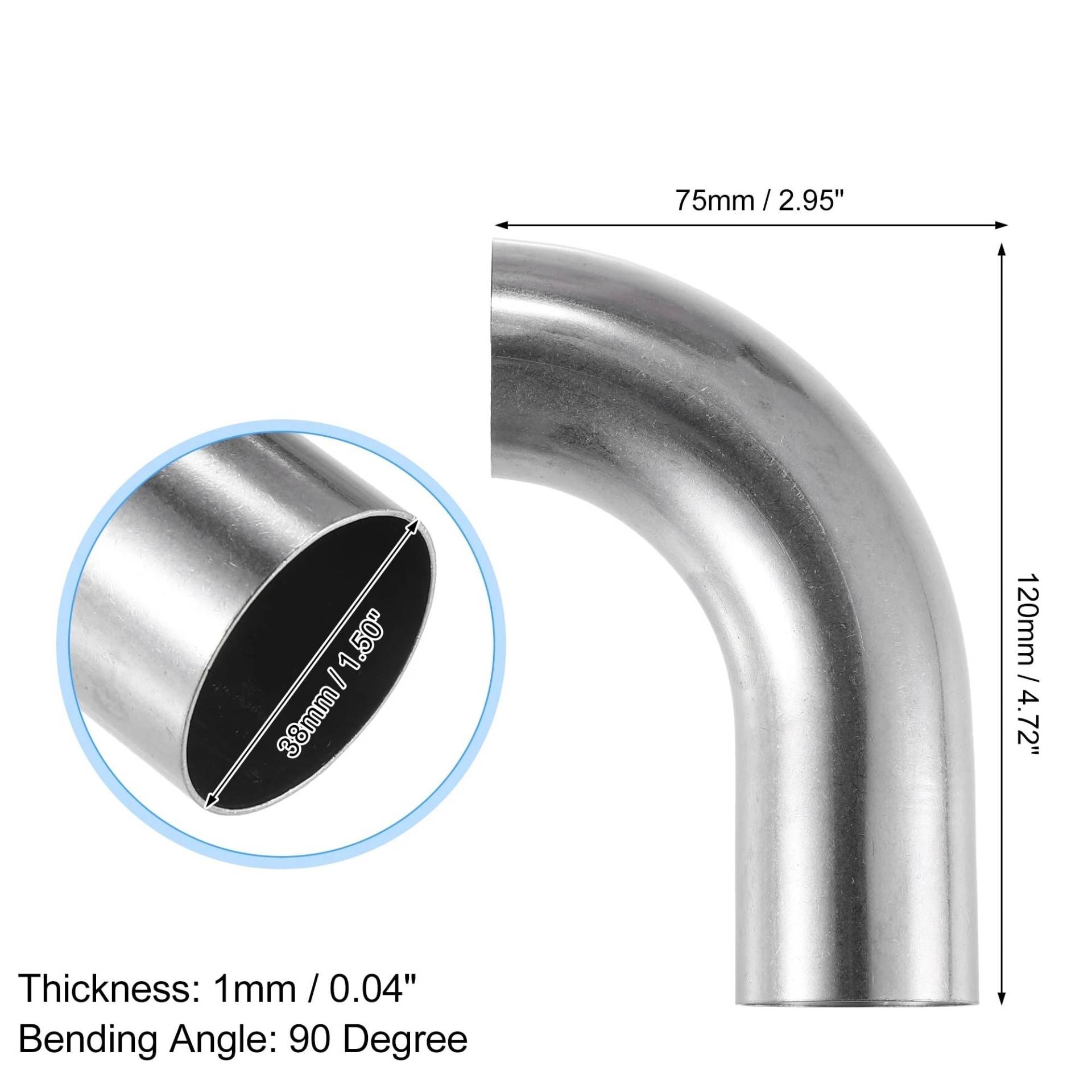 Luftschlauch Lufteinlassschlauch 19mm 25mm 32mm 38mm 63mm 90° Biegung Winkelrohr Rohr DIY Auspuffrohr Luftansaugrohr Für Auto 304 Edelstahl Ansaugrohr(38mmOD 120mm 75mm) von LONPEXDT