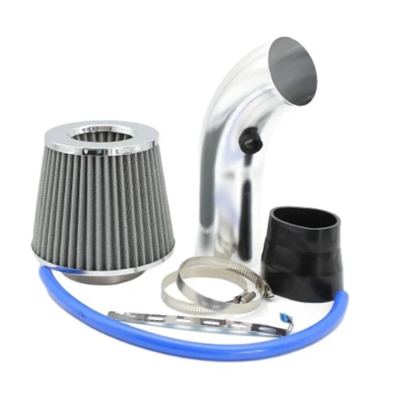 Luftschlauch Lufteinlassschlauch 76mm Auto Umgerüstet Winter Pilzkopf Luftfilter Ansaugrohr Filter Flow Kaltluftfilter Aluminium Rohr Kit Ansaugrohr(Silber) von LONPEXDT