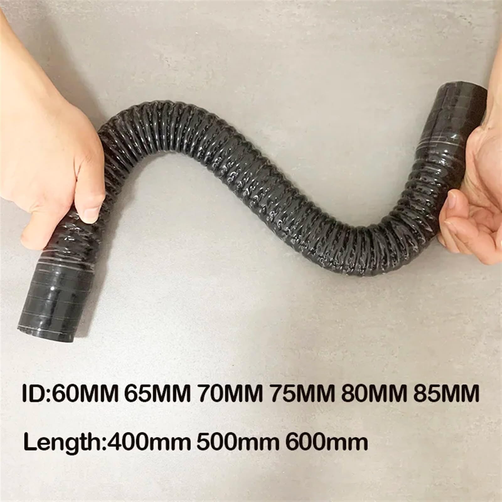 Luftschlauch Lufteinlassschlauch ID60-85MM Schwarz Universal Auto Silikon Flexible Schlauch Kühler Rohr Rohr Für Lufteinlass Hochdruck Hohe Temperatur Ansaugrohr(Black ID65X600MM) von LONPEXDT