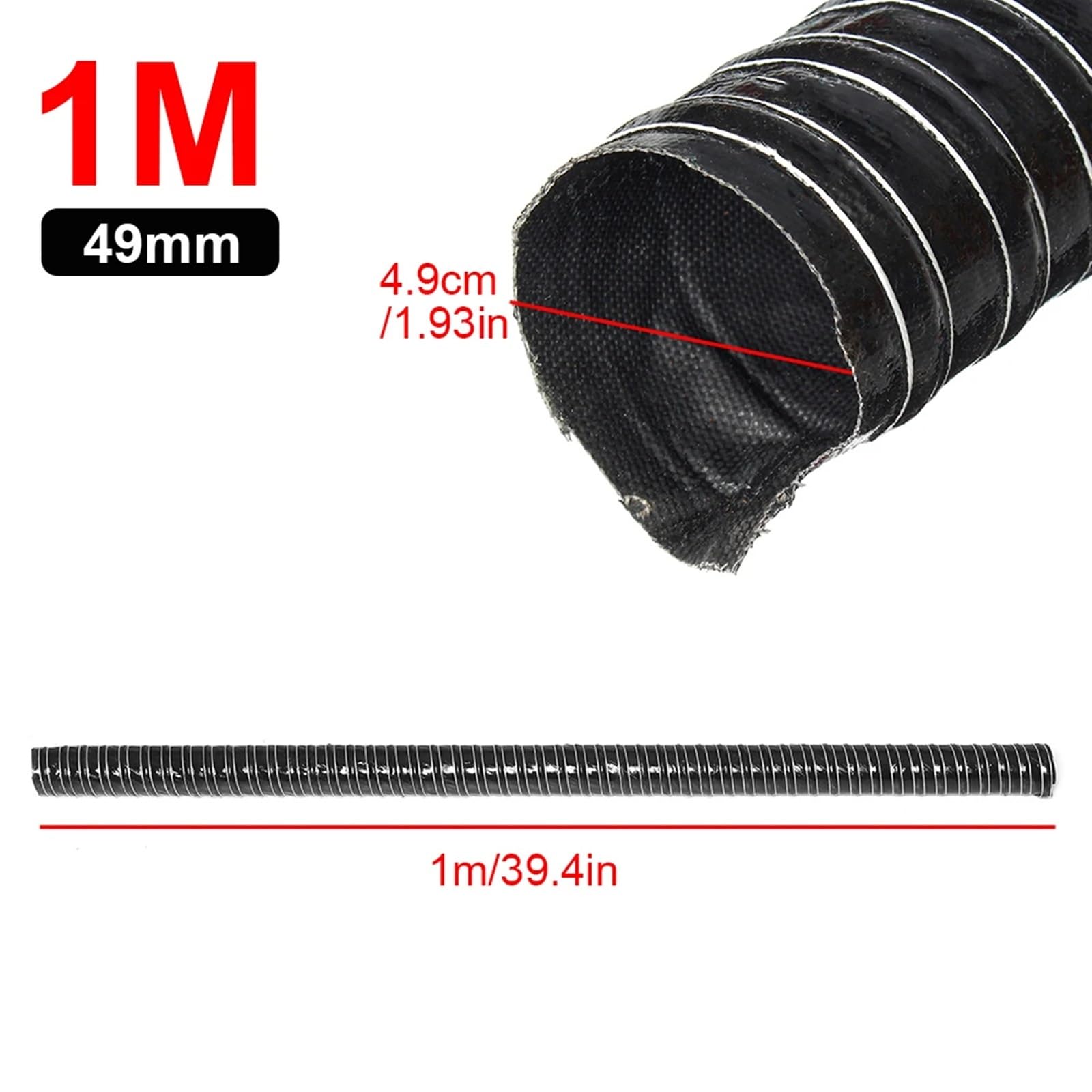 Luftschlauch Lufteinlassschlauch Universal Auto Haube Lufteinlass Rohr 1m Luftführung Schlauch Rohr 76/70/63/60/57/51/45mm Flexible Filter Rohr Ansaugrohr(49MM) von LONPEXDT