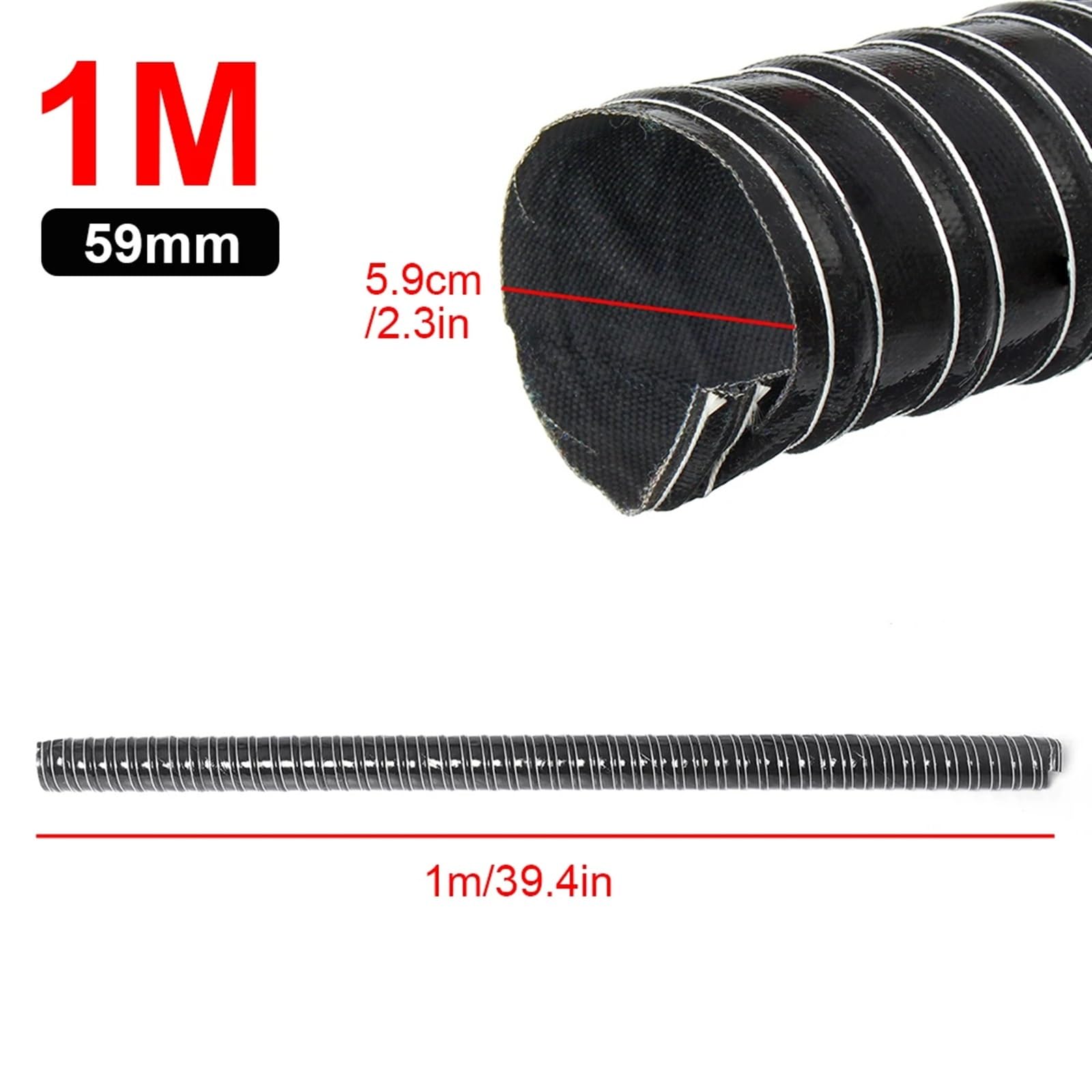 Luftschlauch Lufteinlassschlauch Universal Auto Haube Lufteinlass Rohr 1m Luftführung Schlauch Rohr 76/70/63/60/57/51/45mm Flexible Filter Rohr Ansaugrohr(59MM) von LONPEXDT