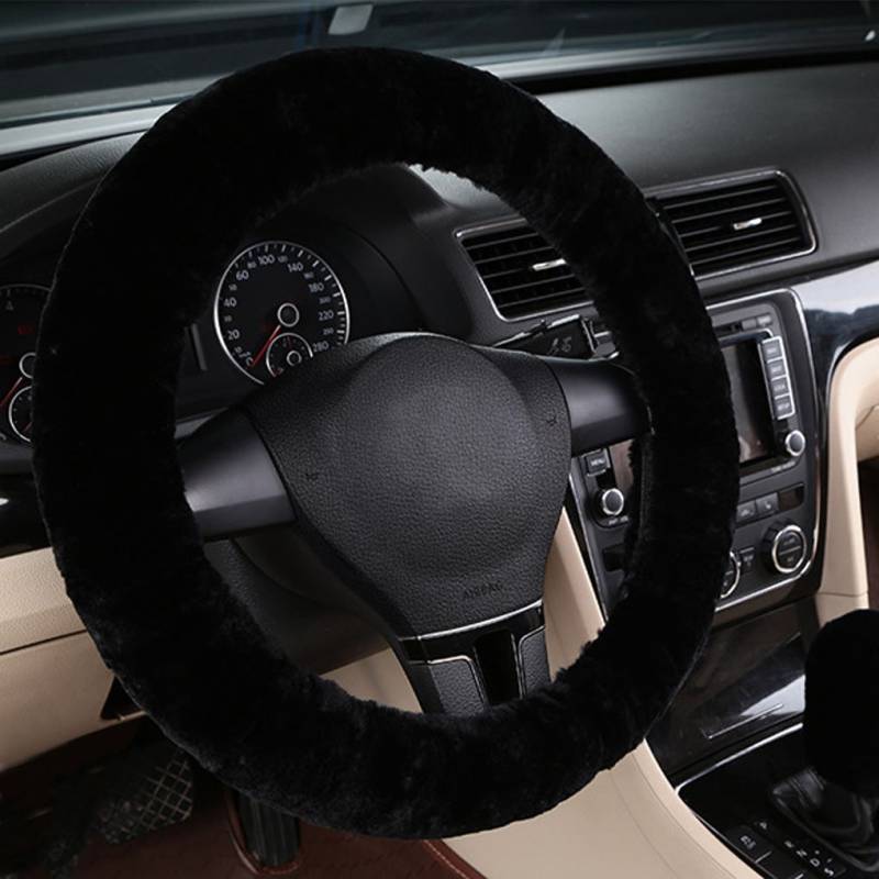 Dicke Lenkradhülle Auto Plüsch kurz warme Lenkradabdeckung Winter Universal Lenkradbezug rutschfest atmungsaktiv Lenkrad Abdeckung Anti-Rutsch Lenkradschutz weich bequem Steering Wheel Cover von LONTG