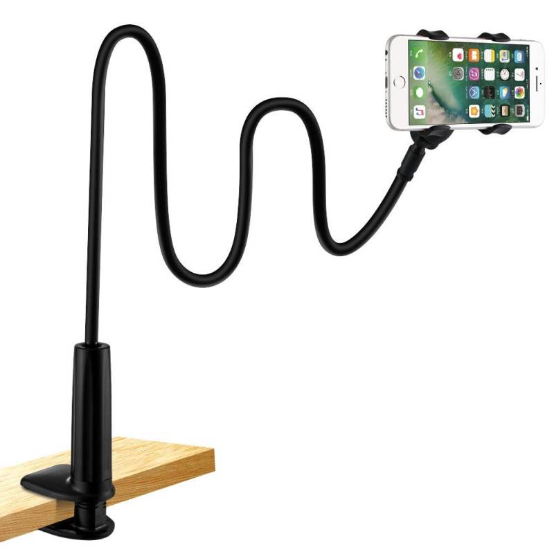LONZOTH Handy Halter für Bett, Schwanenhals Handy Halterung Flexible Lang Arm Verstellbare Ständer für iPhone 13 12 11 Pro XS Max X 8 7 6 Samsung S10 S9 S8, 4-6,5 Zoll Smartphone (Schwarz) von LONZOTH