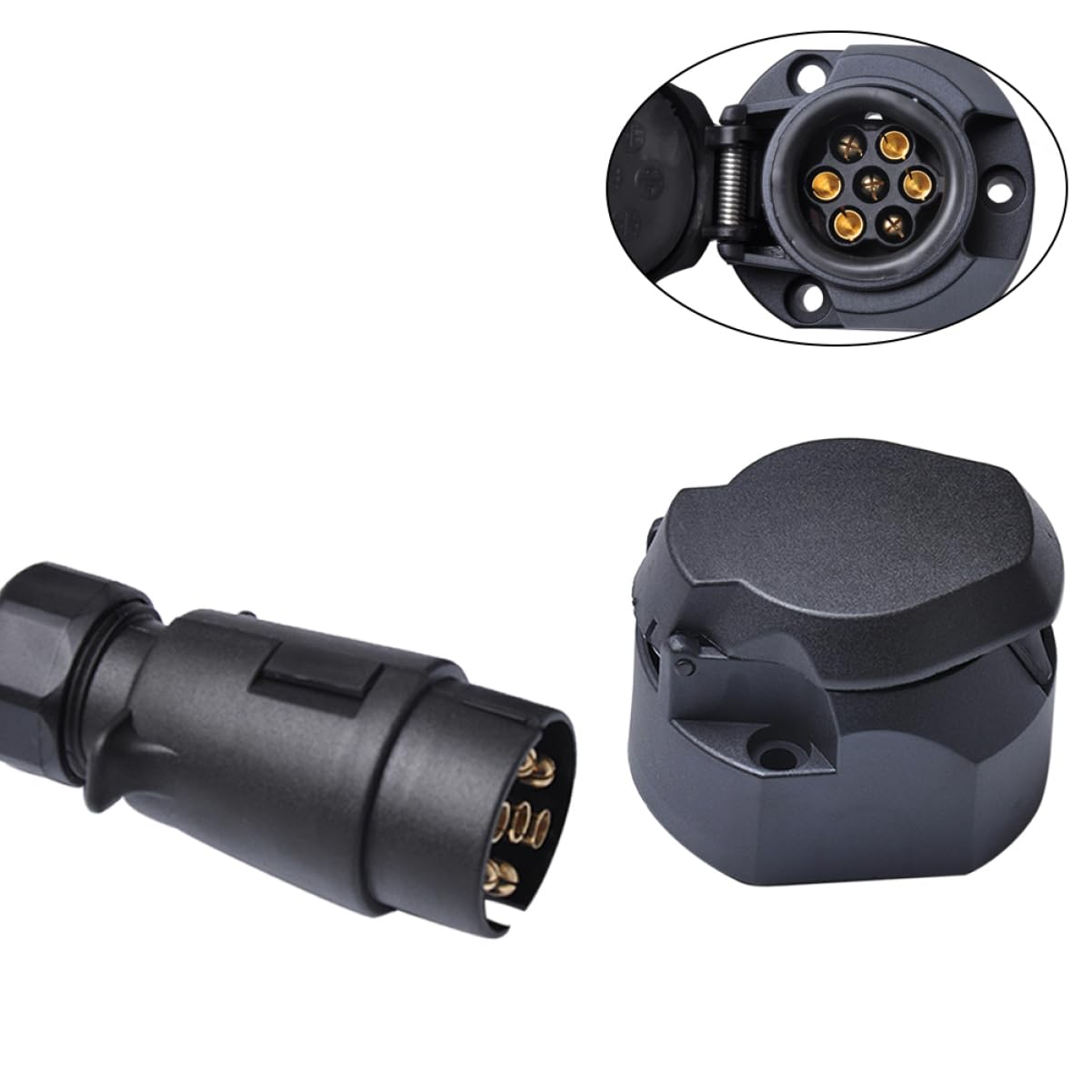 LOORGVEL 12V Anhängerstecker mit Steckdose für Europäische Fahrzeuge Langlebig Einfacher für Autoanhänger Plug für Sichere Verbindung LOORGVEL 12V Anhängerstecker mit Steckdose für Europäische Fahrzeuge Langlebig Einfacher für Autoanhänger Plug für Sichere Verbindung von LOORGVEL