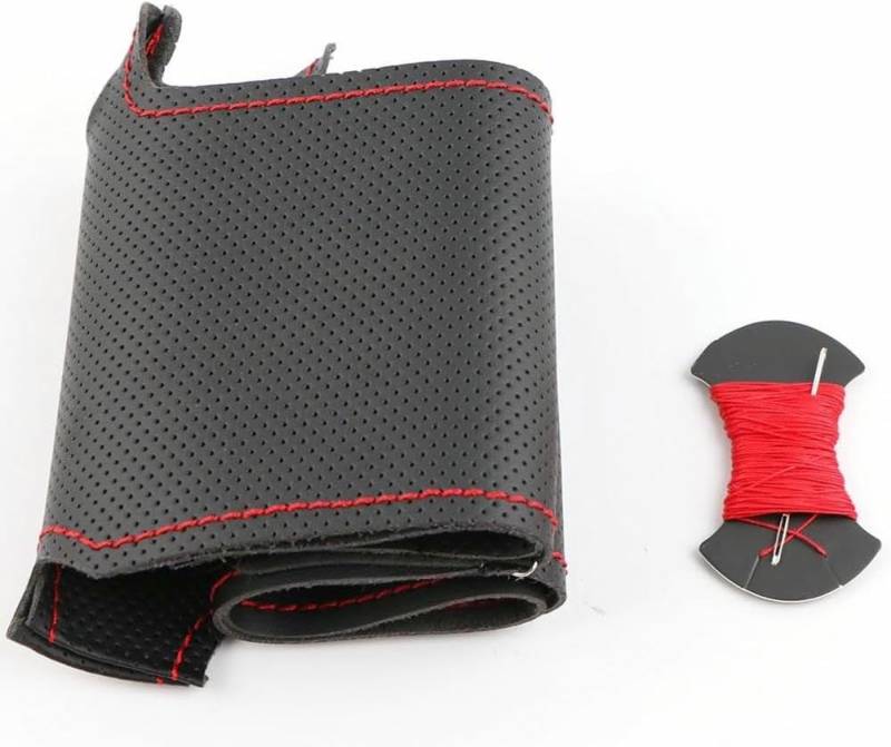 LOPBVXCY DIY Auto Lenkradbezug Für Hyundai Santa Fe 2006-2012 Handgenähte Schwarze Kunstleder-Lenkradabdeckung Innenzubehör von LOPBVXCY