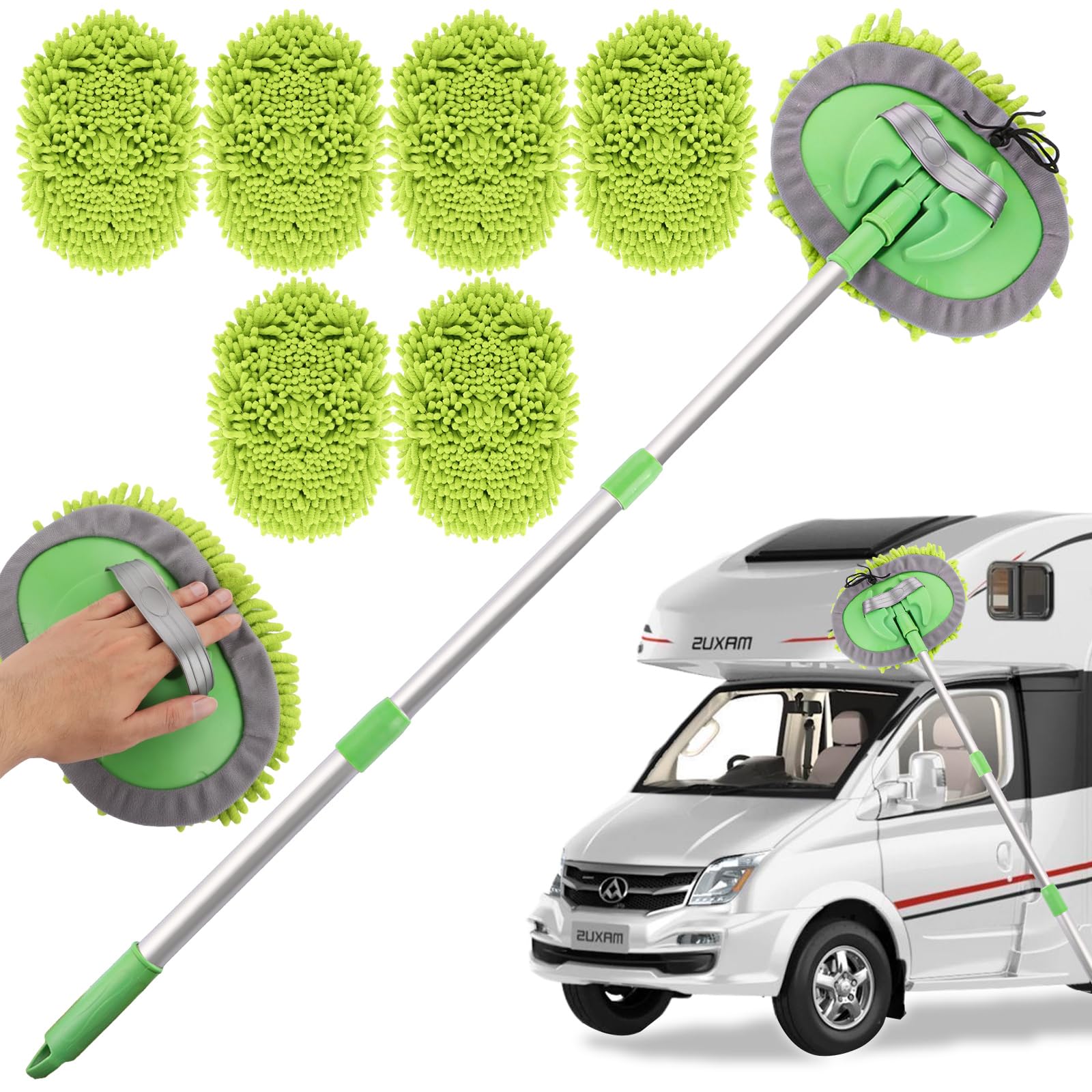 LOPYXBR Autowaschbürste 2 in 1 Autowaschbürste mit Stiel 118 cm Teleskop Mikrofaser Auto Waschbürste mit Teleskopstiel 180° Drehung Waschbürste Auto mit 5 Ersatz Moppkopf für Auto RV Trucks Wohnmobil LOPYXBR Autowaschbürste 2 in 1 Autowaschbürste mit Stiel 118 cm Teleskop Mikrofaser Auto Waschbürste mit Teleskopstiel 180° Drehung Waschbürste Auto mit 5 Ersatz Moppkopf für Auto RV Trucks Wohnmobil von LOPYXBR