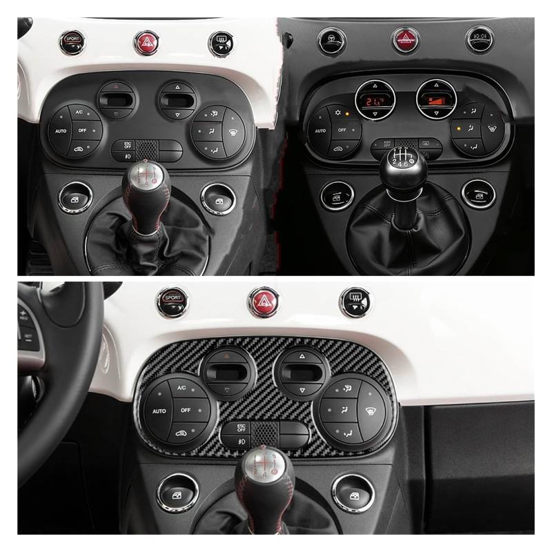 Auto Deko Innen Für FIAT Für 500 Für Abarth 595 2012-2016 2017 2018 2019 2020 2021 2022 2023 Für Abarth 695 2017-2023 AC Trim Echt Weichen Carbon Faser Aufkleber Autozubehör Innenraum von LORSKRD