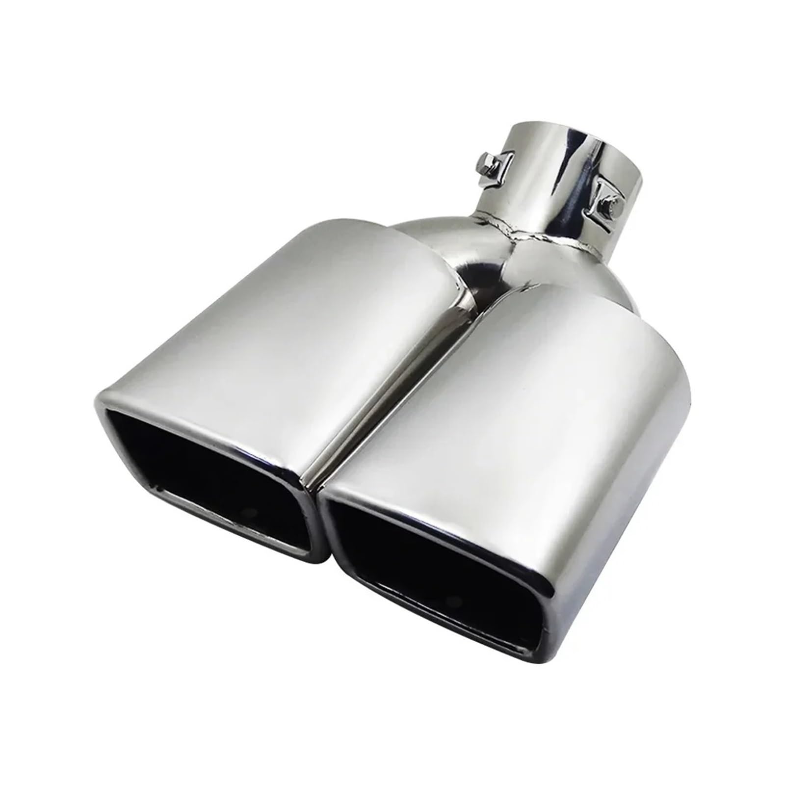 Auto-Endrohre Auto-Auspuff-Schalldämpfer-Spitze Rund Edelstahl Auspuff 1 Bis 2 Doppelrohr Chromverkleidung Modifizierter Auto-Heckauspuff Endschalldämpfer Auspuffendrohr(Silber) von LORSKRD