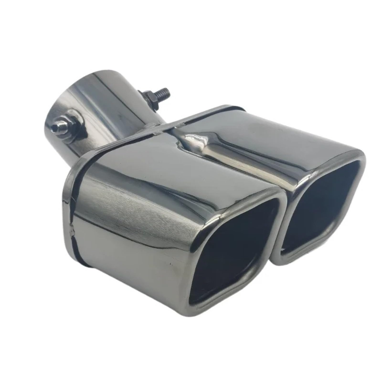 Auto-Endrohre Auto-Auspuffblende Mit Zwei Ausgängen Edelstahl Modifizierter Universal-Auspuffendrohr-Chromverkleidung Innen 15-24 Zoll Endschalldämpfer Auspuffendrohr(Bent Titanium Square) von LORSKRD