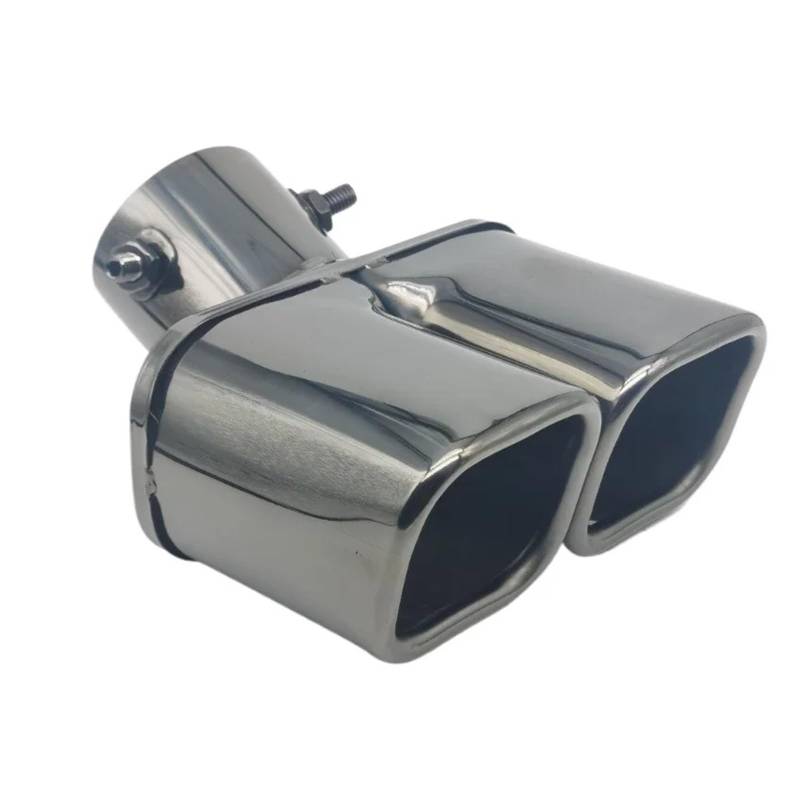 Auto-Endrohre Auto-Auspuffblende Mit Zwei Ausgängen Edelstahl Modifizierter Universal-Auspuffendrohr-Chromverkleidung Innen 15-24 Zoll Endschalldämpfer Auspuffendrohr(Bent Titanium Square) von LORSKRD