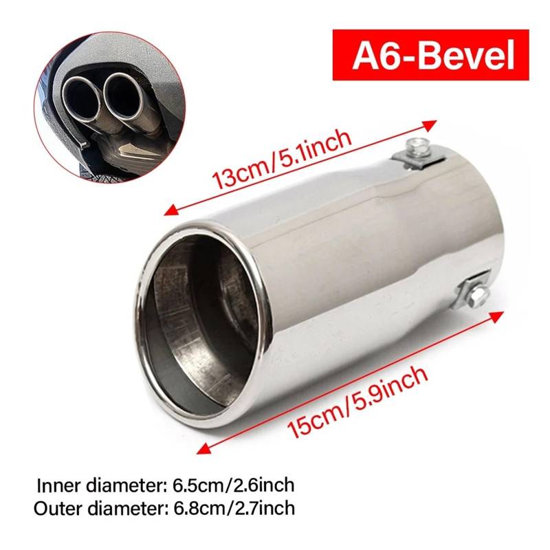 Auto-Endrohre Auto Auto Schalldämpfer Stahl Edelstahl Trim Endrohr Fahrzeug Auspuffrohr Spitze Auto Ersatz Teile Universal Endschalldämpfer Auspuffendrohr(Bevel) von LORSKRD