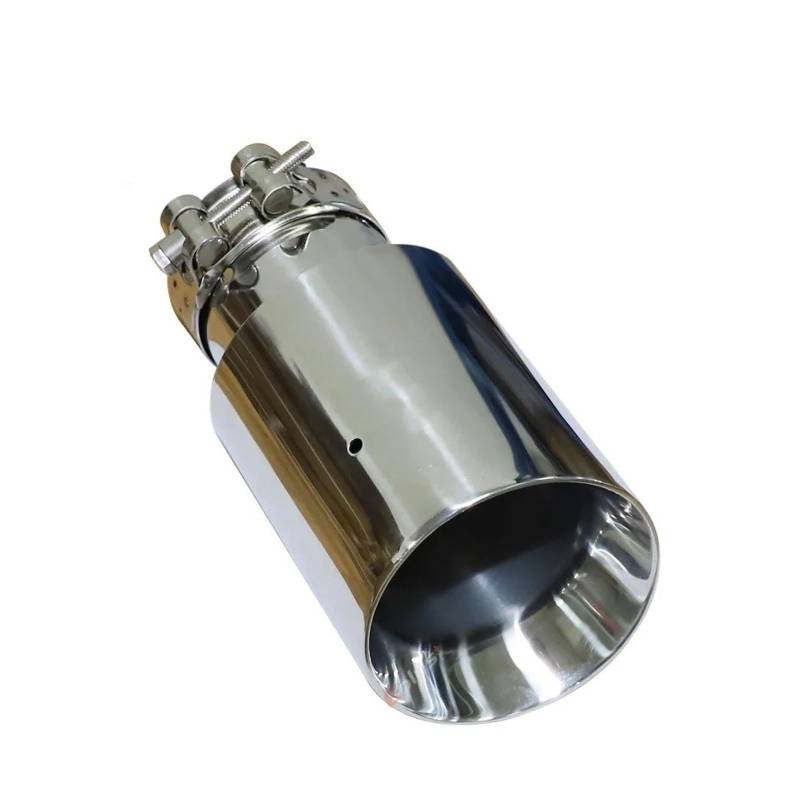 Auto-Endrohre Auto Edelstahl Silber Schalldämpfer Spitze Universal Auspuffrohr Schalldämpfer Doppelschicht Düse Doppelschicht Dekoration Abgeschrägte Ende Endschalldämpfer Auspuffendrohr(67mm-114mm) von LORSKRD