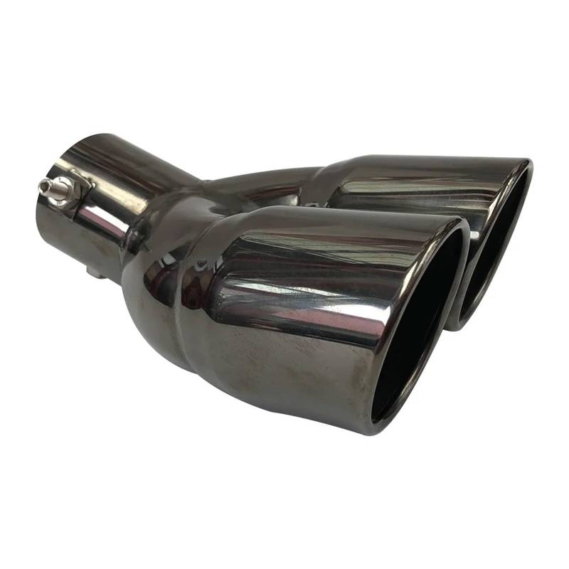 Auto-Endrohre Auto Gebogene Doppelauspuffspitze Angeschraubt Schräg Geschnitten Endrohr Schalldämpferspitze Schwarz Titan Endschalldämpfer Auspuffendrohr(76mm) von LORSKRD