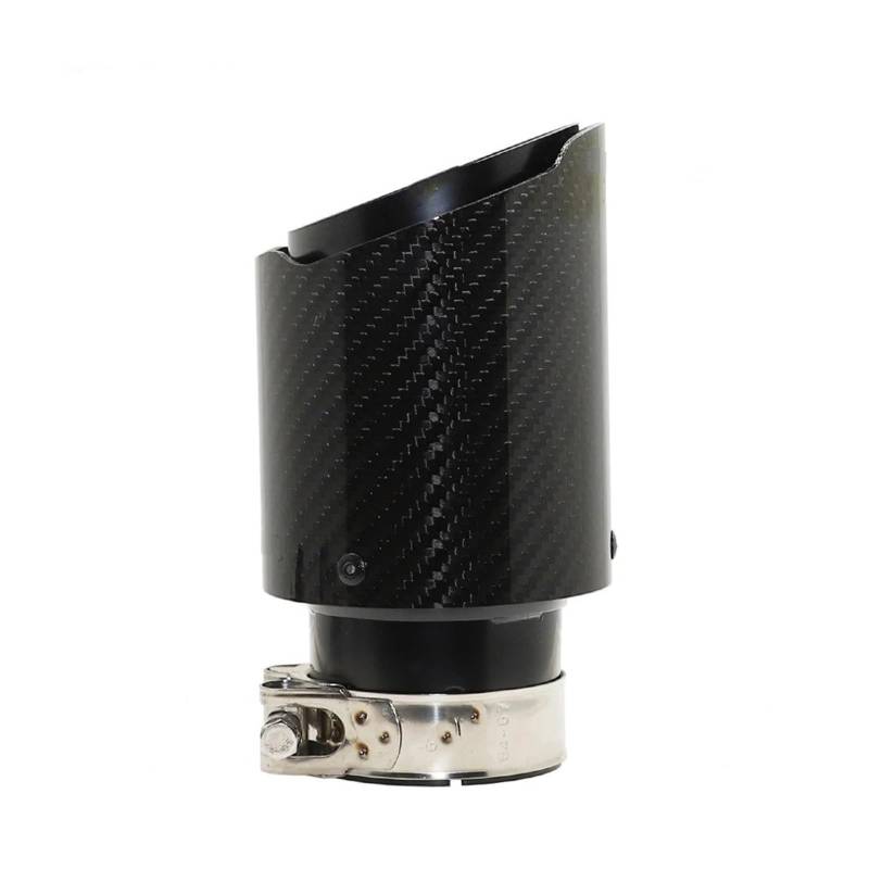 Auto-Endrohre Auto Gloss Carbon Fiber Schalldämpfer Spitze Auspuff System Rohr Schalldämpfer Düse Universal Gerade Edelstahl Schwarz Auto Teile Endschalldämpfer Auspuffendrohr(60mm-89mm) von LORSKRD