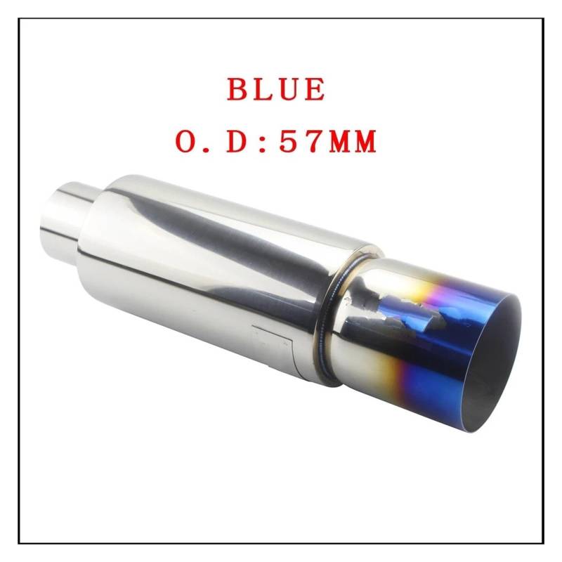 Auto-Endrohre Auto-Motorrad-Auspuffanlagen Schalldämpferspitze Universal Edelstahl ID 51MM 57MM 63MM Auslass 90mm Styling Schalldämpfer-Endrohr Endschalldämpfer Auspuffendrohr(Blue 57mm) von LORSKRD