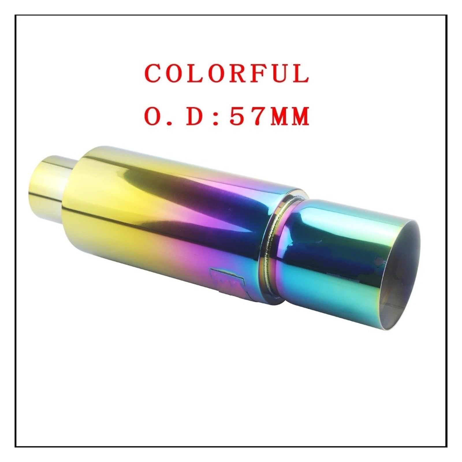 Auto-Endrohre Auto-Motorrad-Auspuffanlagen Schalldämpferspitze Universal Edelstahl ID 51MM 57MM 63MM Auslass 90mm Styling Schalldämpfer-Endrohr Endschalldämpfer Auspuffendrohr(Colorful 57mm) von LORSKRD