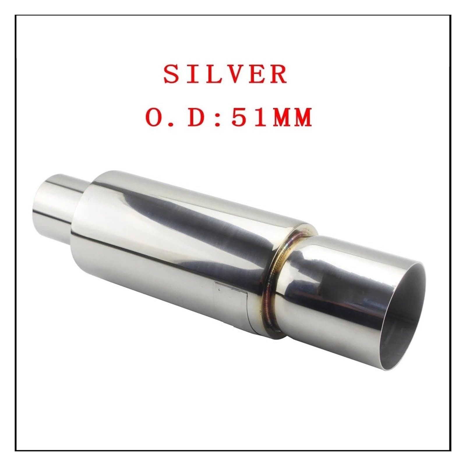 Auto-Endrohre Auto-Motorrad-Auspuffanlagen Schalldämpferspitze Universal Edelstahl ID 51MM 57MM 63MM Auslass 90mm Styling Schalldämpfer-Endrohr Endschalldämpfer Auspuffendrohr(Silver 51mm) von LORSKRD