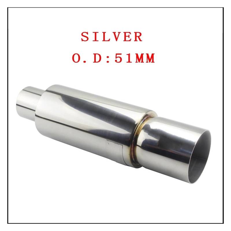 Auto-Endrohre Auto-Motorrad-Auspuffanlagen Schalldämpferspitze Universal Edelstahl ID 51MM 57MM 63MM Auslass 90mm Styling Schalldämpfer-Endrohr Endschalldämpfer Auspuffendrohr(Silver 51mm) von LORSKRD
