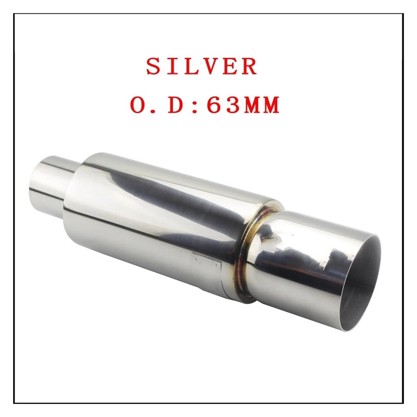 Auto-Endrohre Auto-Motorrad-Auspuffanlagen Schalldämpferspitze Universal Edelstahl ID 51MM 57MM 63MM Auslass 90mm Styling Schalldämpfer-Endrohr Endschalldämpfer Auspuffendrohr(Silver 63mm) von LORSKRD