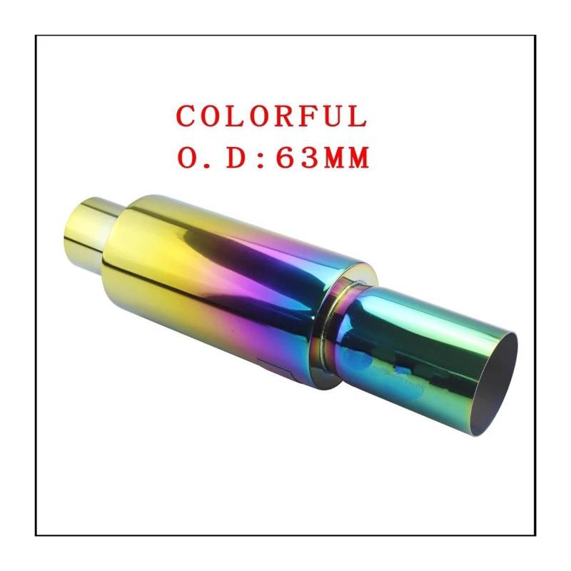 Auto-Endrohre Autoauspuff Schalldämpfer Endstück Universal Edelstahl Auspuffanlagen Rennschalldämpfer 2" 25"Bis 3" Blau Silber Endschalldämpfer Auspuffendrohr(Colorful 63MM) von LORSKRD