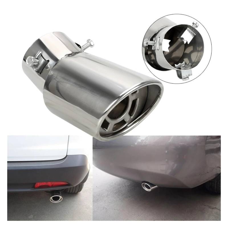 Auto-Endrohre Autodekoration Chrom-Endrohr Auto-Styling Universal-Auto-Auspuffblende Schalldämpferrohr Endstück Edelstahl Gebogen Doppelauslass Endschalldämpfer Auspuffendrohr(Single) von LORSKRD