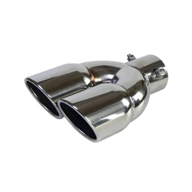 Auto-Endrohre Dual Outlet Auto Auspuffrohr Spitze Schalldämpfer Endrohr Universal Edelstahl Schnittstelle 63 76MM Einlass Abgassystem Endschalldämpfer Auspuffendrohr(63mm Silver) von LORSKRD