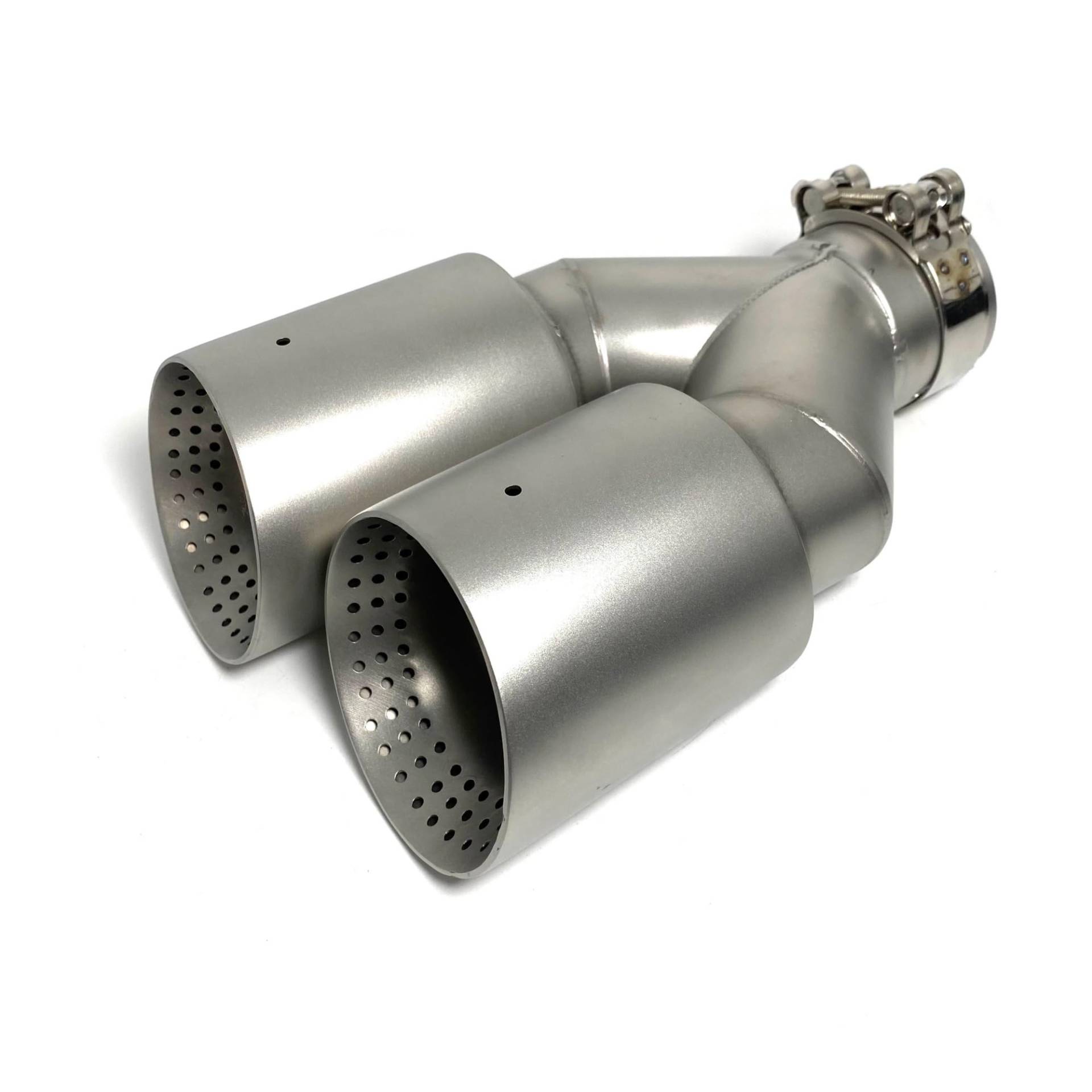 Auto-Endrohre Einteiliger Matter Doppelt Langer Kurzer Edelstahl-Auspuff Mit Gitter Universeller Autoschalldämpfer Endschalldämpfer Auspuffendrohr(67-101MM Left) von LORSKRD