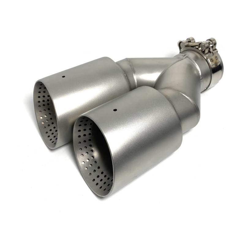 Auto-Endrohre Einteiliger Matter Doppelt Langer Kurzer Edelstahl-Auspuff Mit Gitter Universeller Autoschalldämpfer Endschalldämpfer Auspuffendrohr(67-101MM Left) von LORSKRD