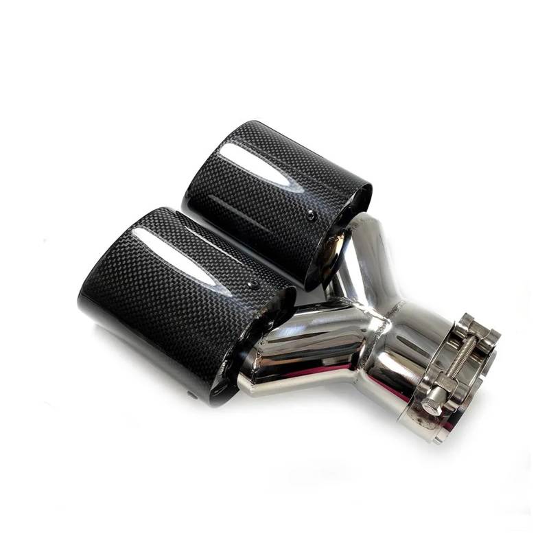 Auto-Endrohre Glänzend Carbon Fiber Styling Edelstahl Universal Dual Auspuffrohr Schalldämpfer Auto Zubehör Modifikation Endschalldämpfer Auspuffendrohr(ID 73mm-OD 89mm) von LORSKRD