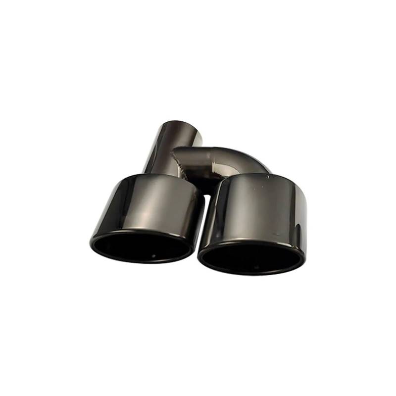Auto-Endrohre Inter 63mm Dual Outlet Auto Auspuff Spitze Slant Rolled Edge Auto Schalldämpfer Auspuff Endrohr Edelstahl Matt Schwarz Endschalldämpfer Auspuffendrohr(H0EJ30213b-L-AG) von LORSKRD