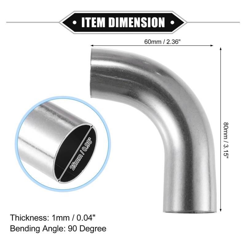 Auto-Endrohre Rohrbogen Außendurchmesser 19 Mm 25 Mm 32 Mm 38 Mm 51 Mm 63 Mm 90 ° Auspuffrohr Für Auto 80 Mm 87 Mm 100 Mm 110 Mm 120 Mm Beinlänge Endschalldämpfer Auspuffendrohr(25X60X80 mm) von LORSKRD