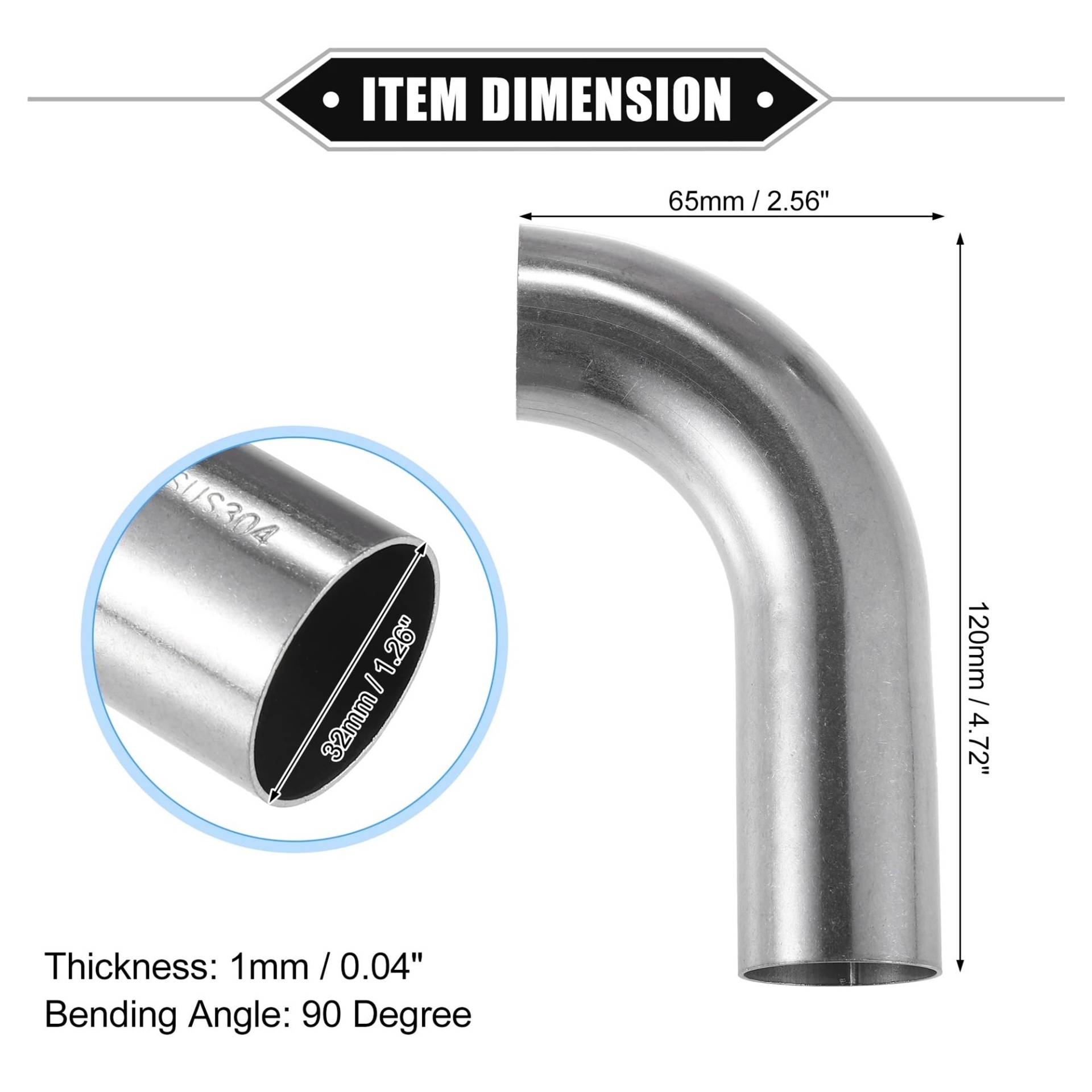 Auto-Endrohre Rohrbogen Außendurchmesser 19 Mm 25 Mm 32 Mm 38 Mm 51 Mm 63 Mm 90 ° Auspuffrohr Für Auto 80 Mm 87 Mm 100 Mm 110 Mm 120 Mm Beinlänge Endschalldämpfer Auspuffendrohr(32X65X120 mm) von LORSKRD
