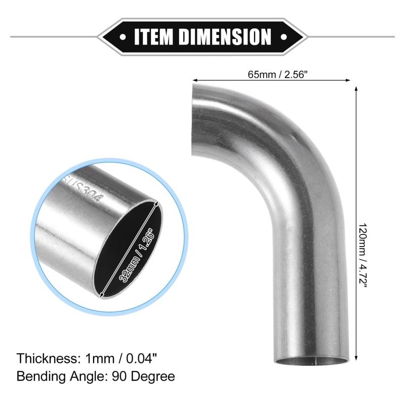Auto-Endrohre Rohrbogen Außendurchmesser 19 Mm 25 Mm 32 Mm 38 Mm 51 Mm 63 Mm 90 ° Auspuffrohr Für Auto 80 Mm 87 Mm 100 Mm 110 Mm 120 Mm Beinlänge Endschalldämpfer Auspuffendrohr(32X65X120 mm) von LORSKRD